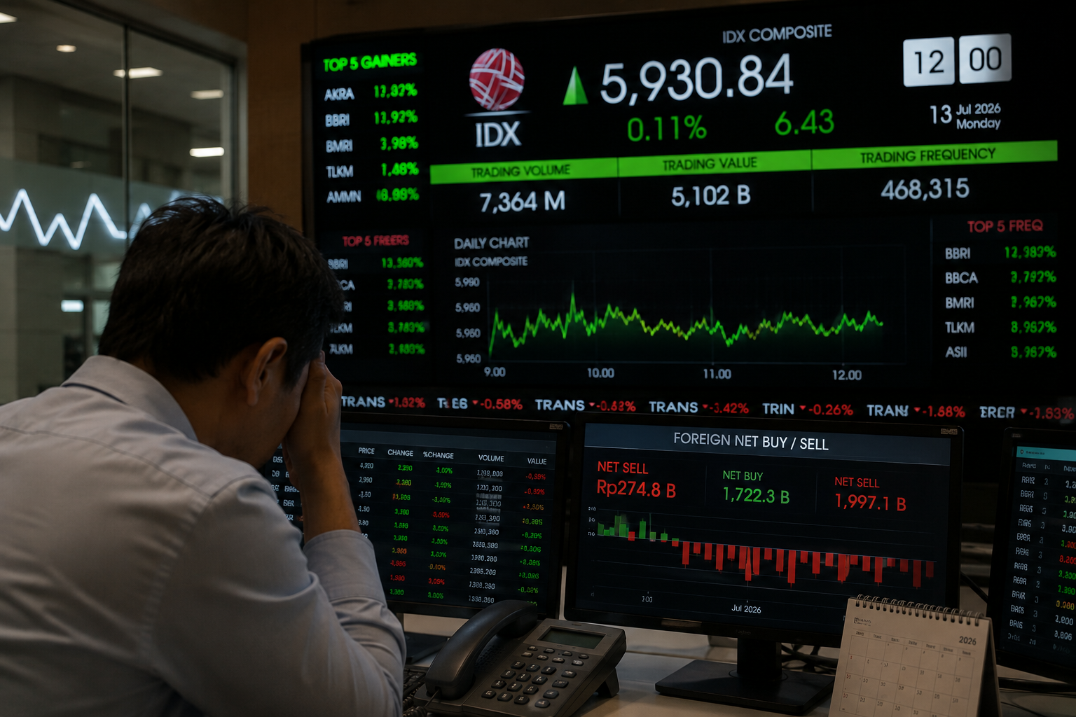 IHSG Gains Slightly as Foreign Investors Sell Rp274.8 Billion
